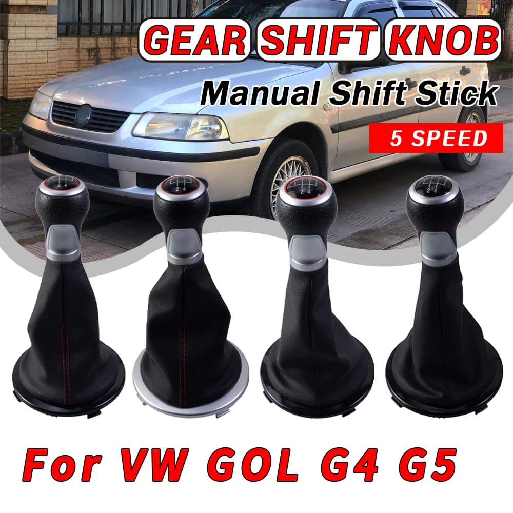 Penna per leva del pomello del cambio in pelle a 5 velocità per Volkswagen GOL G4 G5 Accessori per auto Ghetta Copri bagagliaio linea rossa