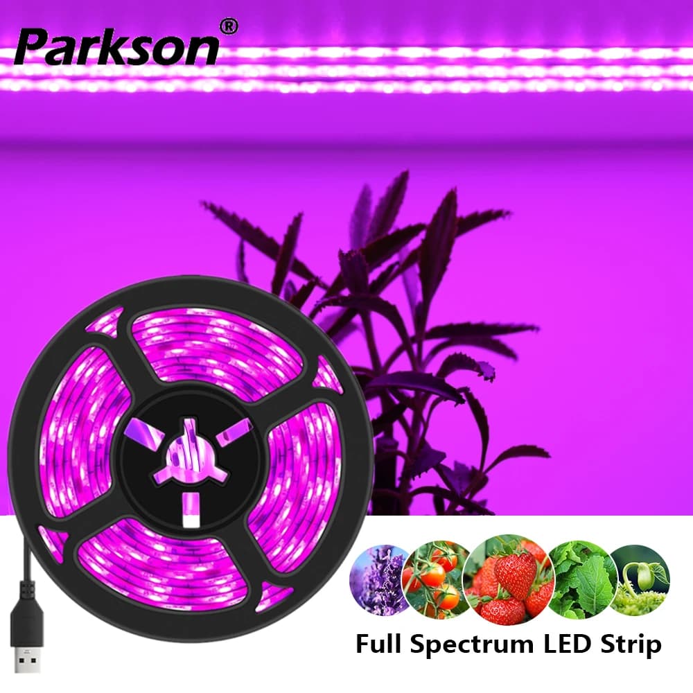 300CM 200CM 100CM LED Grow Light Strip Full Spectrum USB Waterproof LED Strip Greenhouse Flowers Plant Seed Growth Lights