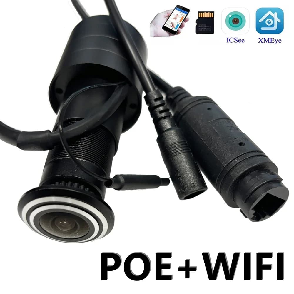 1080P POE Audio HD Porta interna Foro per occhi Colore IP Porta di casa Telecamera IP 180 gradi Rete di sorveglianza Vedio Telecamera Supporto Onvif