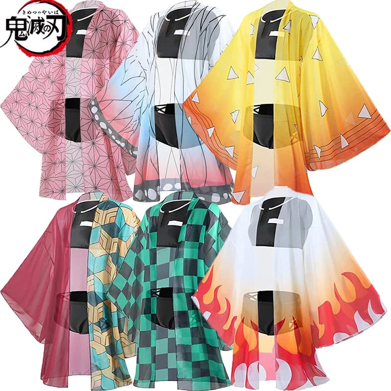 Anime Demone Slayer Cosplay Shinobu Kocho Swimwear Kimetsu No Yaiba Zenitsu Swimwear Nezuko Bikini Beach Costumes for Women Girls