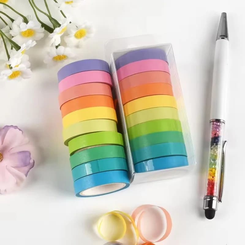 10 rotoli di nastro colorato fai da te per decorazioni di riviste, cornici, regali, nastro decorativo, nastro per cancelleria