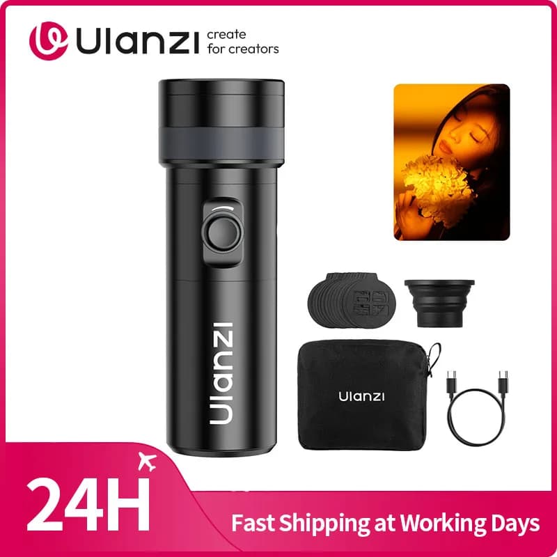Ulanzi LM01 Torcia fotografica 4 colori RGB zoomabile Luce del tramonto Luce ambientale 7500mAh 4.5 ore di corrente