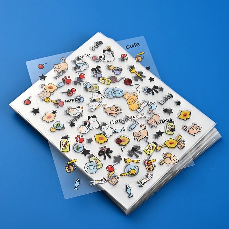 Stickers 5D Retro to Shape Dog and Cat, Decalcomanie Kawaii of Animal Cartoon for iPad, CCD Camera, Laptop Case, Phone, Scrapbook, DIY