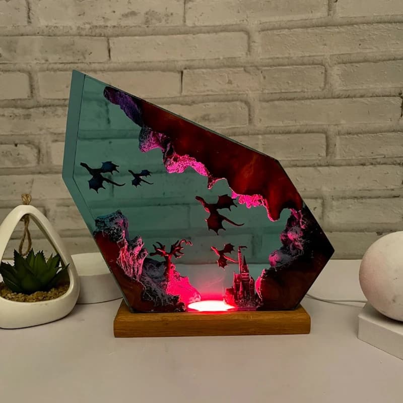 Dragon department organizer Resin Table Light Creactive Art Decoration Lamp Flying Dragon Theme Night Light carica USB