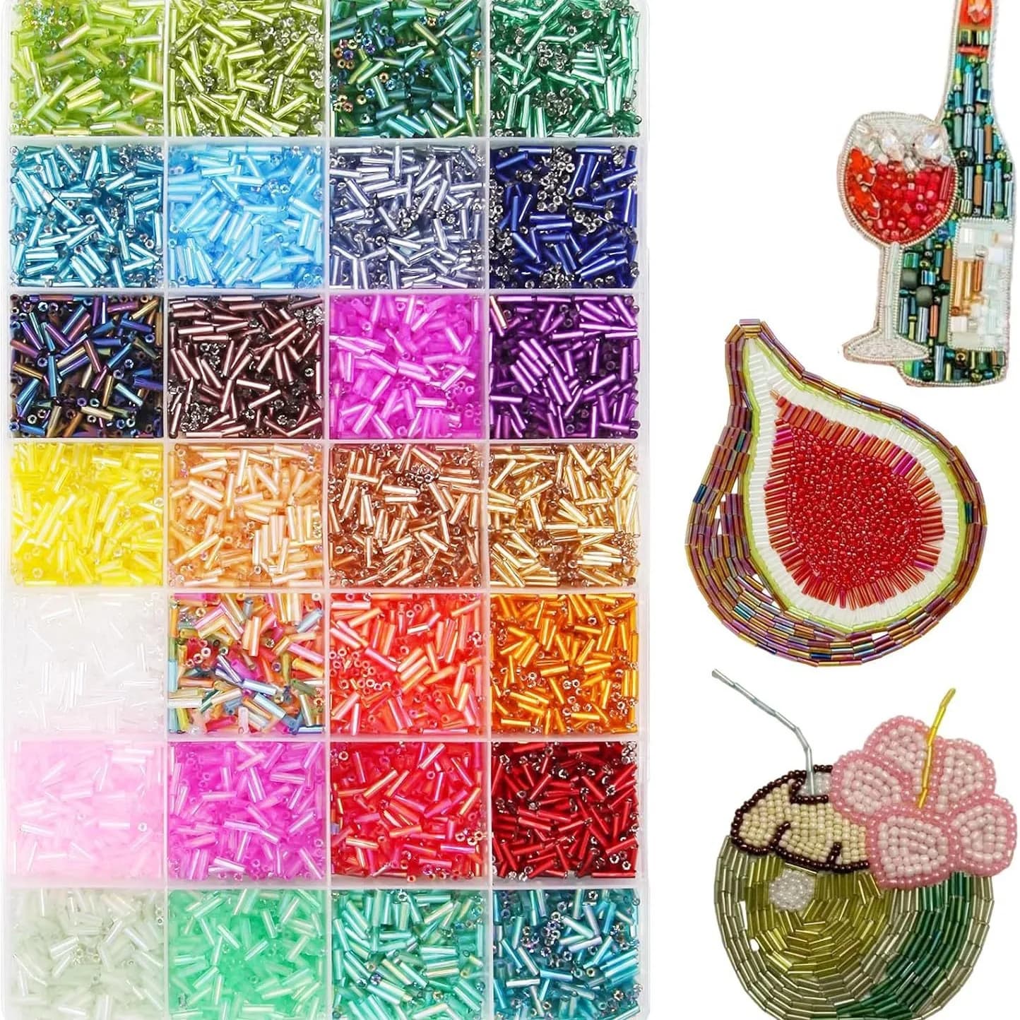 About 6720Pcs/Box 7mm 28 Colors of Tube Seed Beads Crafts Glass Bugle Beads for Jewelry Making Embroidery Decoration