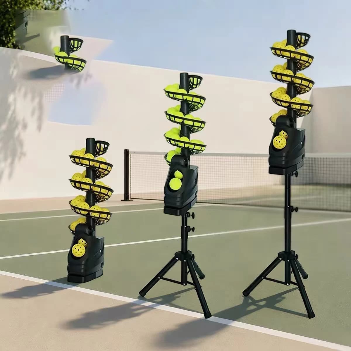 Questa macchina da lancio da tennis può contenere 28 palline. Macchina per servire tennis dotata di batteria al litio 18650 per 10 ore