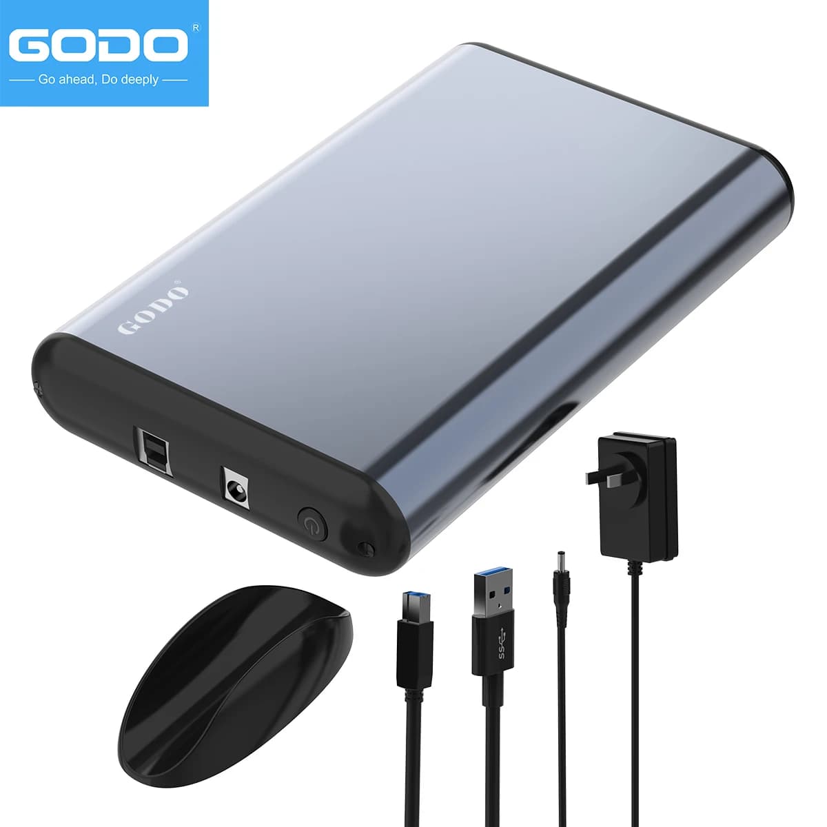 GODO USB 3.0 Aluminum SAS Hard Drive Adapter Hard Drive Enclosure Reader External Docking Station for 3.5 inch HDD SSD Case