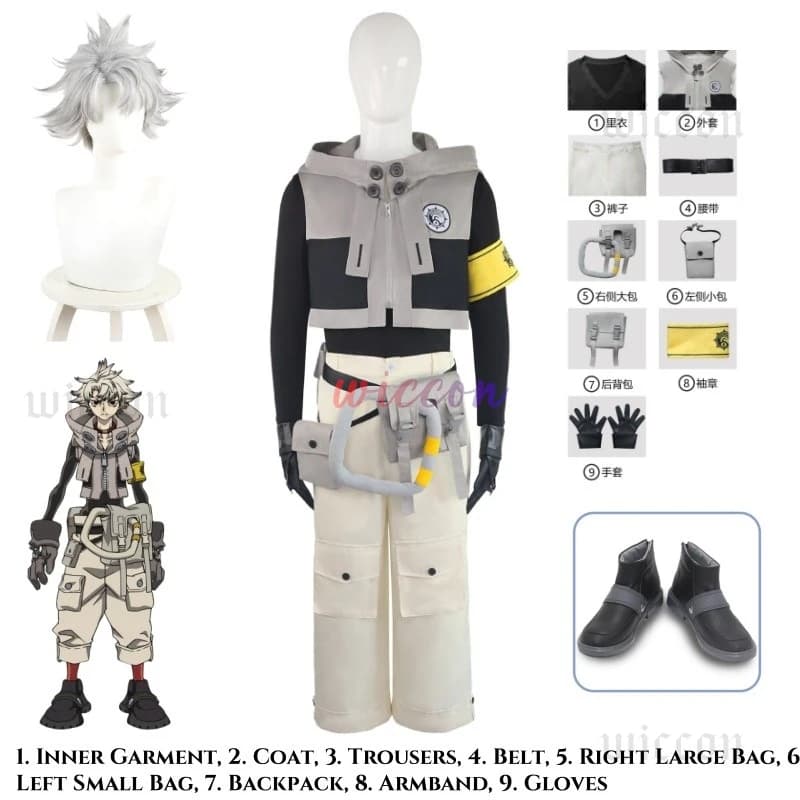Anime Rudo GACHIAKUTA Cosplay Costume Punk Street Hot Punk Short Jacket with Hood Marsupio Uniform Wigs Halloween Dresses for Men