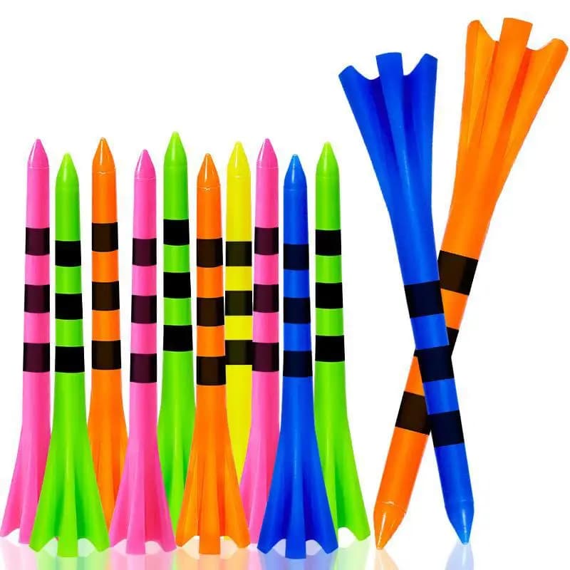 50 Pezzi Tee da Golf in Plastica a 5 Punte con Striscia Colorata, Colori Assortiti, Accessori Sportivi TE001-Y