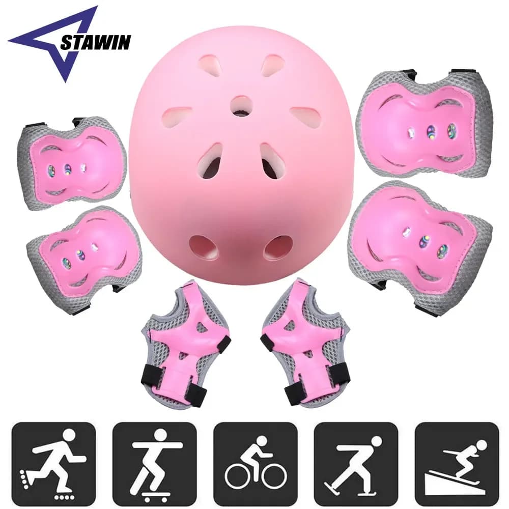 7 pcs/set children bike helmet skateboard knees, girls boys 3-10 years sport cycling bike skate scooter