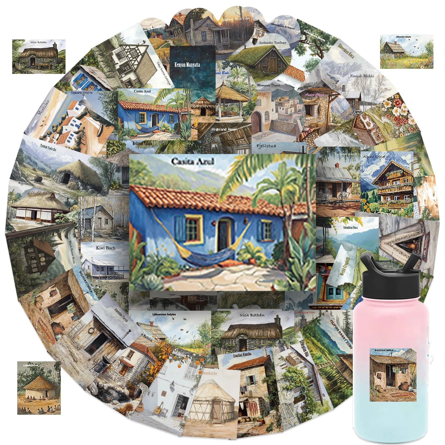 50 pezzi di ambra Haven Village Wall Art adesivi impermeabili scuola per scrapbook journaling laptop paraurti skateboard bottiglia d'acqua