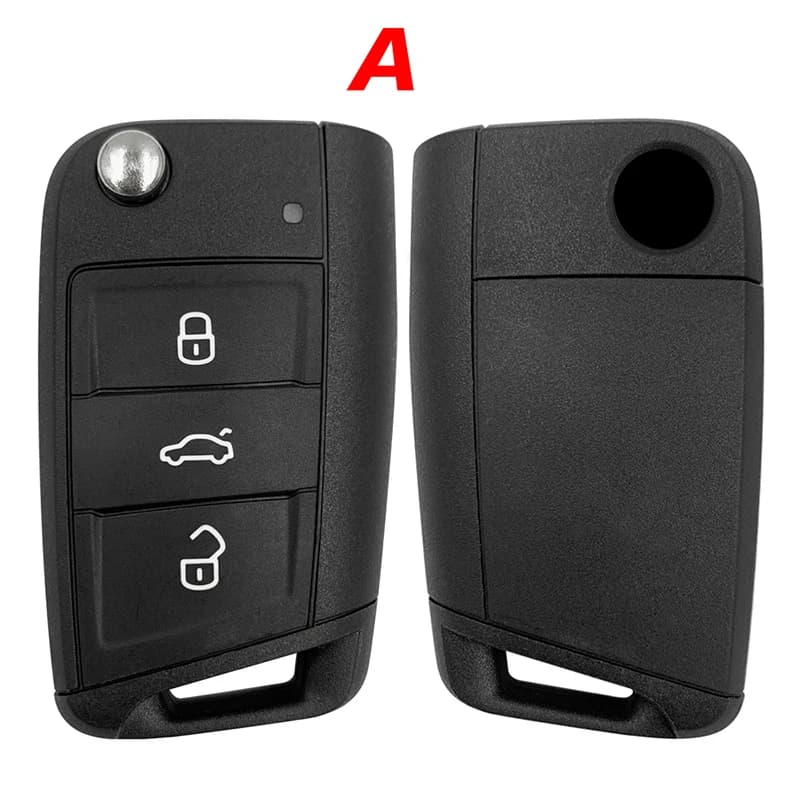CS 001040 Chiave telecomando a 3 pulsanti aftermarket per VW MQB Guscio di ricambio Fondo in plastica metallica Lama HU162T e HU66