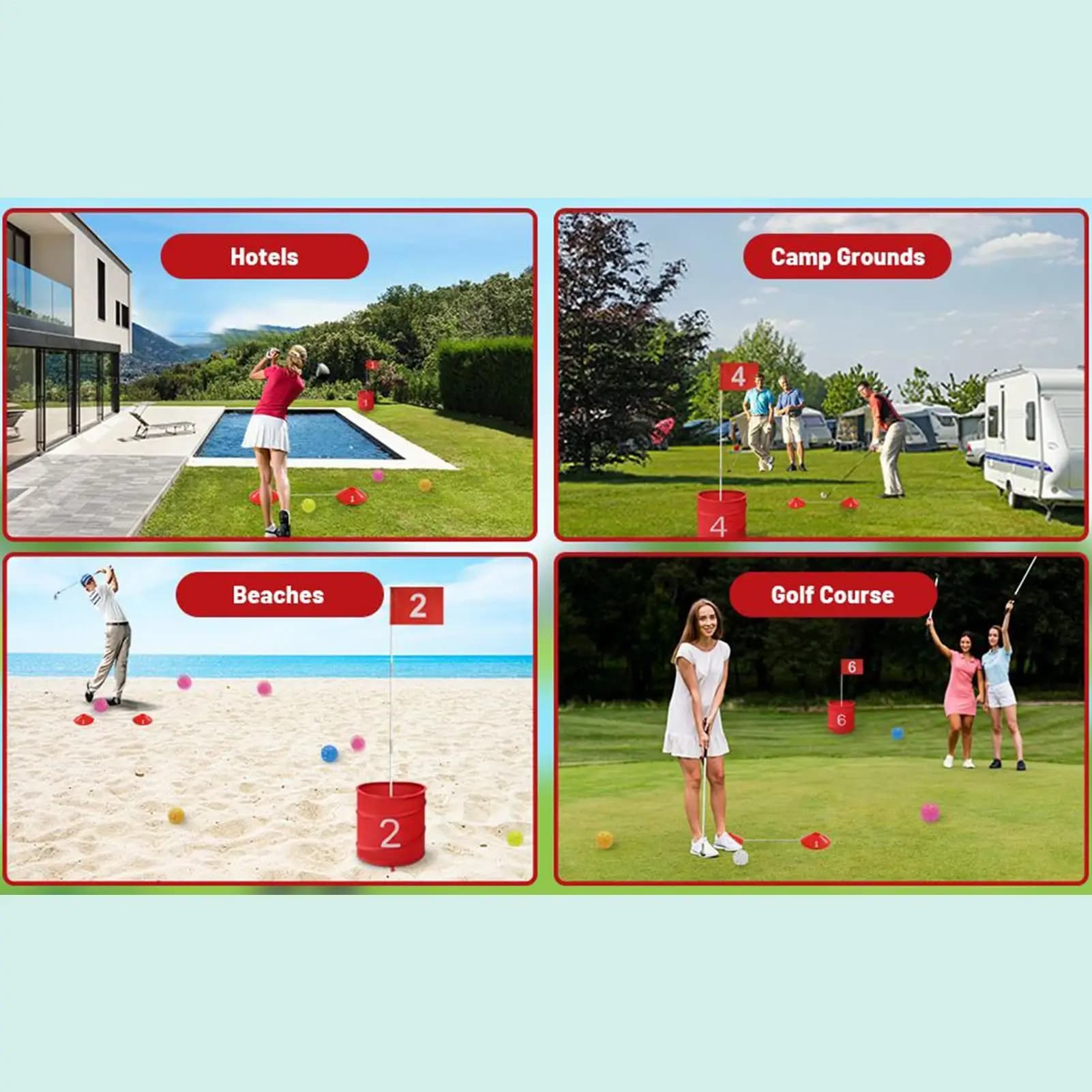 Secchio per giochi da golf all'aperto nel cortile Secchio per riporre i giochi per la pratica del golf Organizzatore portatile Attrezzatura sportiva per la spiaggia del parco del prato