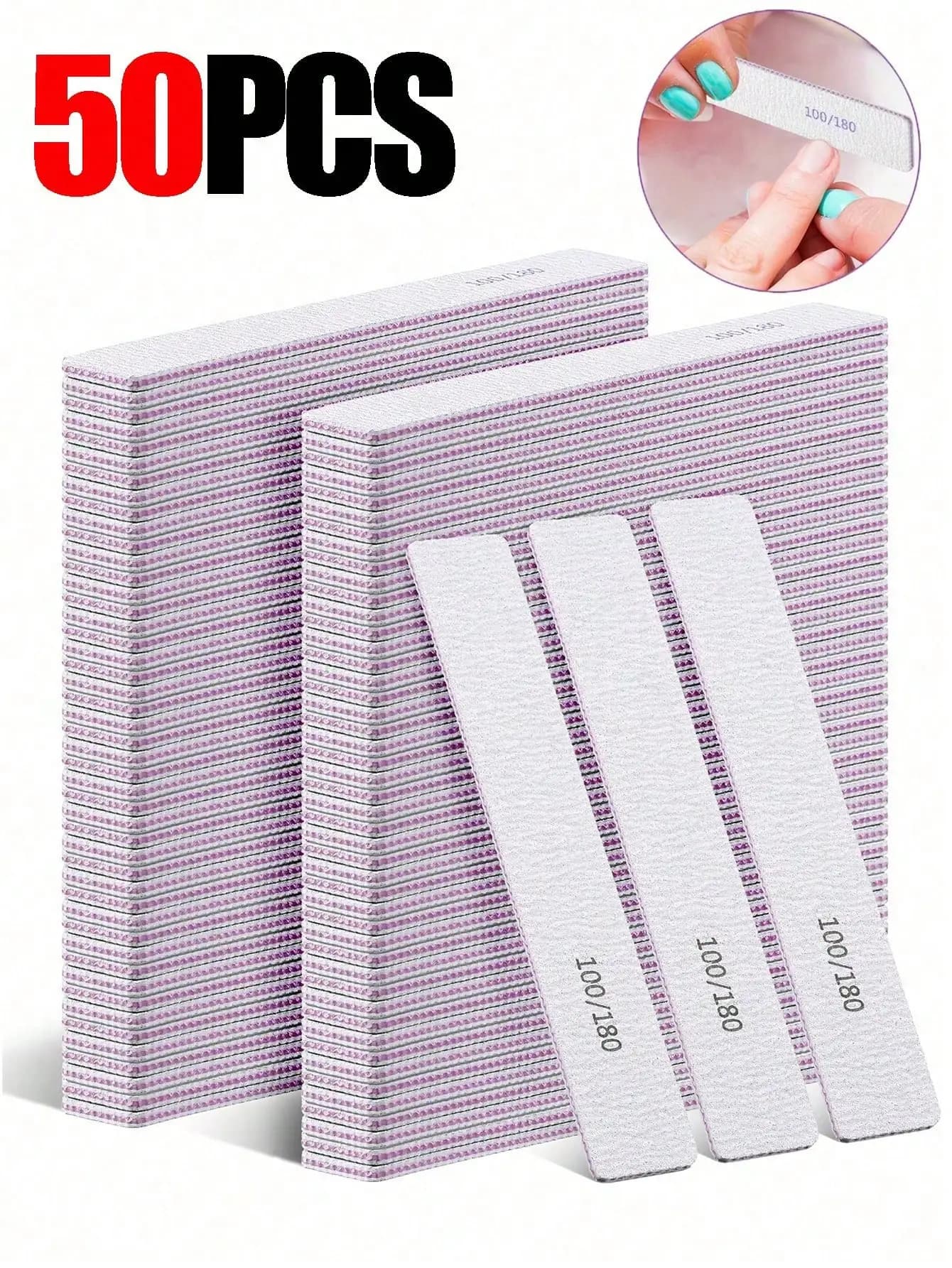 Nail Files from 50 pieces/25 pieces/5 pieces/1 piece, double-sided nail buffer, professional nail care tools to shape, polish and smooth your fingernails DIY.