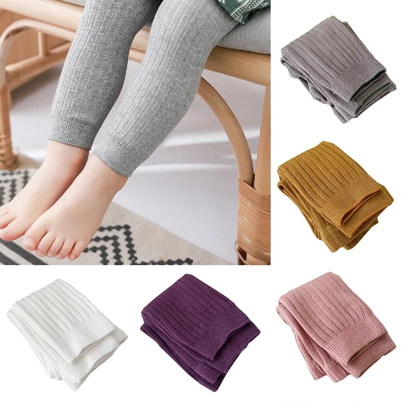 YWHUANSEN from 0 to 8 years Spring Autumn Double needle leggings Girl Ribbed cotton leggings Baby Soft knitted lace Trousers for boy