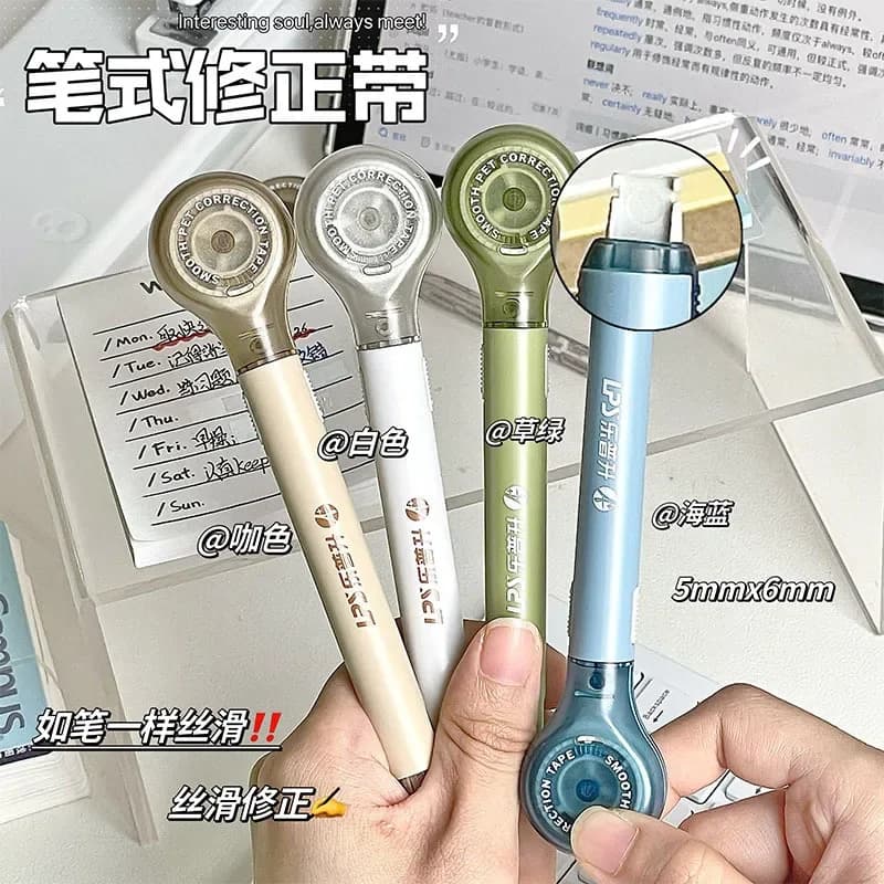 Nastro di correzione a forma di penna creativa carina Nastro correttore colorato Strumenti di correzione errori Materiale scolastico per ufficio Cancelleria 5mm * 6m