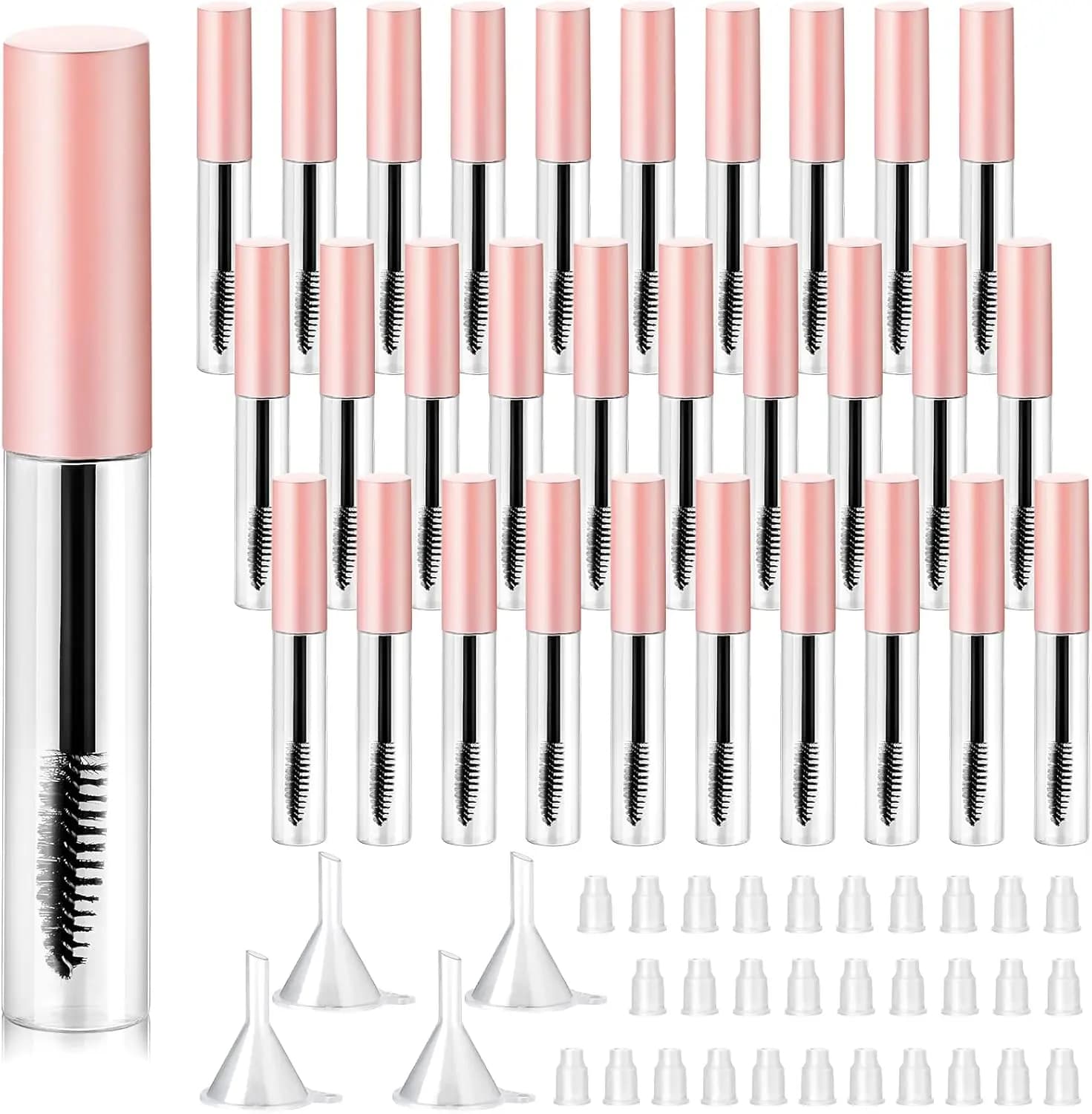 Tubi Vuoti per Mascara da 5ml/10ml con Scovolino, Contenitore Ricaricabile per Crema Ciglia con Imbuti per Olio di Ricino e Cosmetici Fai-da-te