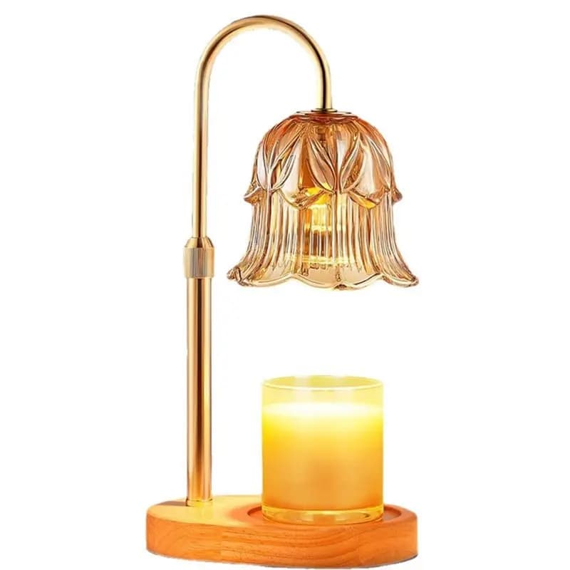 Lampada Riscaldante per Candele MAKE-1 con Timer Regolabile, Dimmerabile, in Vetro Floreale per Sciogliere la Cera, con Base Retrò e Spina EU