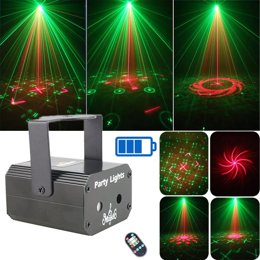 Batteria ricaricabile Luce da discoteca DJ R&G Laser 32 Modello Proiettore Party Bar Camera da letto Decorazione natalizia Palcoscenico Regalo per bambini Y12