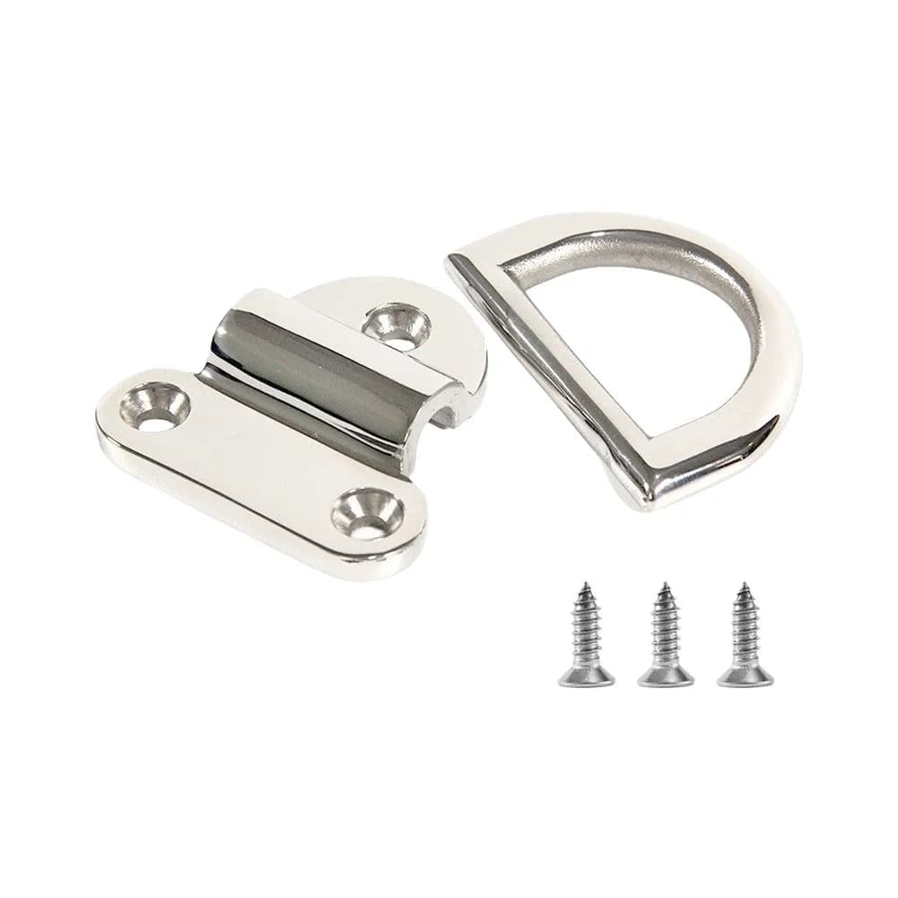 4pcs Marine Grade 316 Stainless Steel Folding Pad Eye D Ring Anchor Base For Boat Ship Deck Hardware Yacht Fishing Tackle Silver