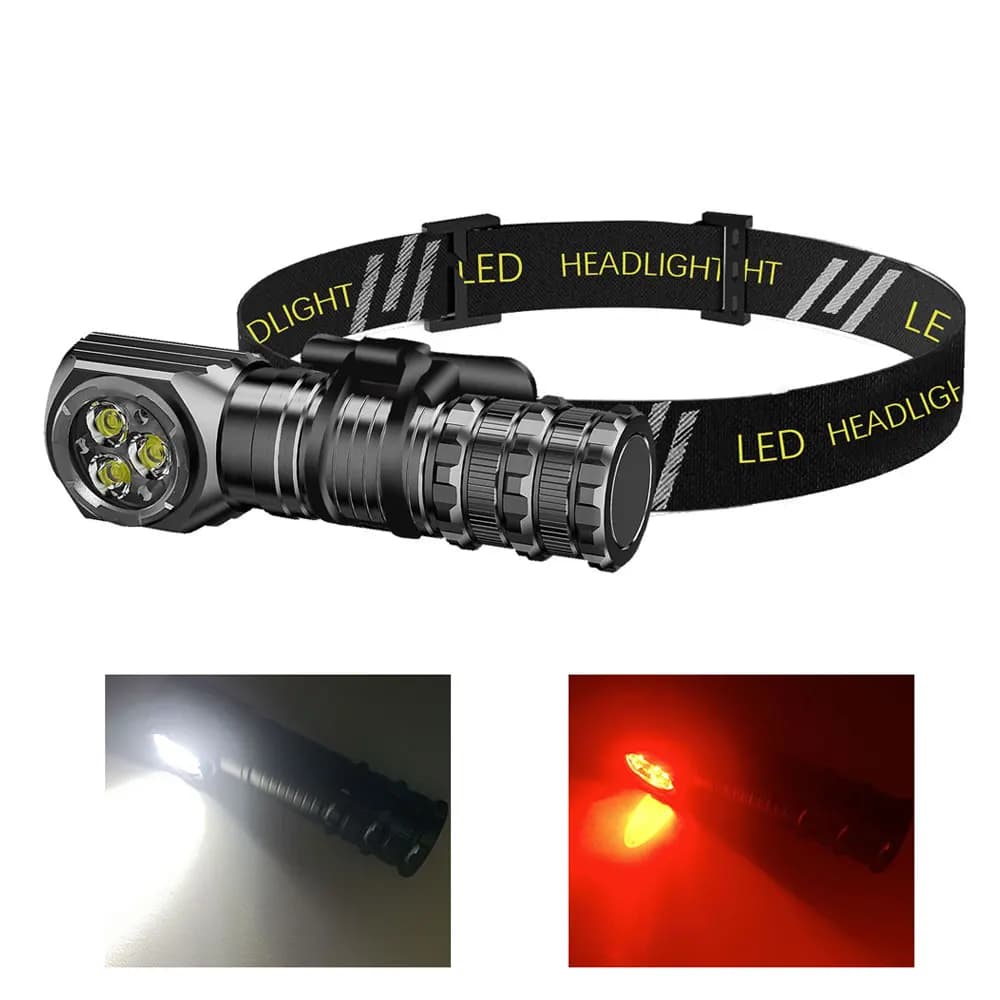 Tipo-C USB 18650 faro bianco rosso LED faro torcia da pesca lampada da caccia lampada frontale in lega di alluminio Flash Magnettail light head