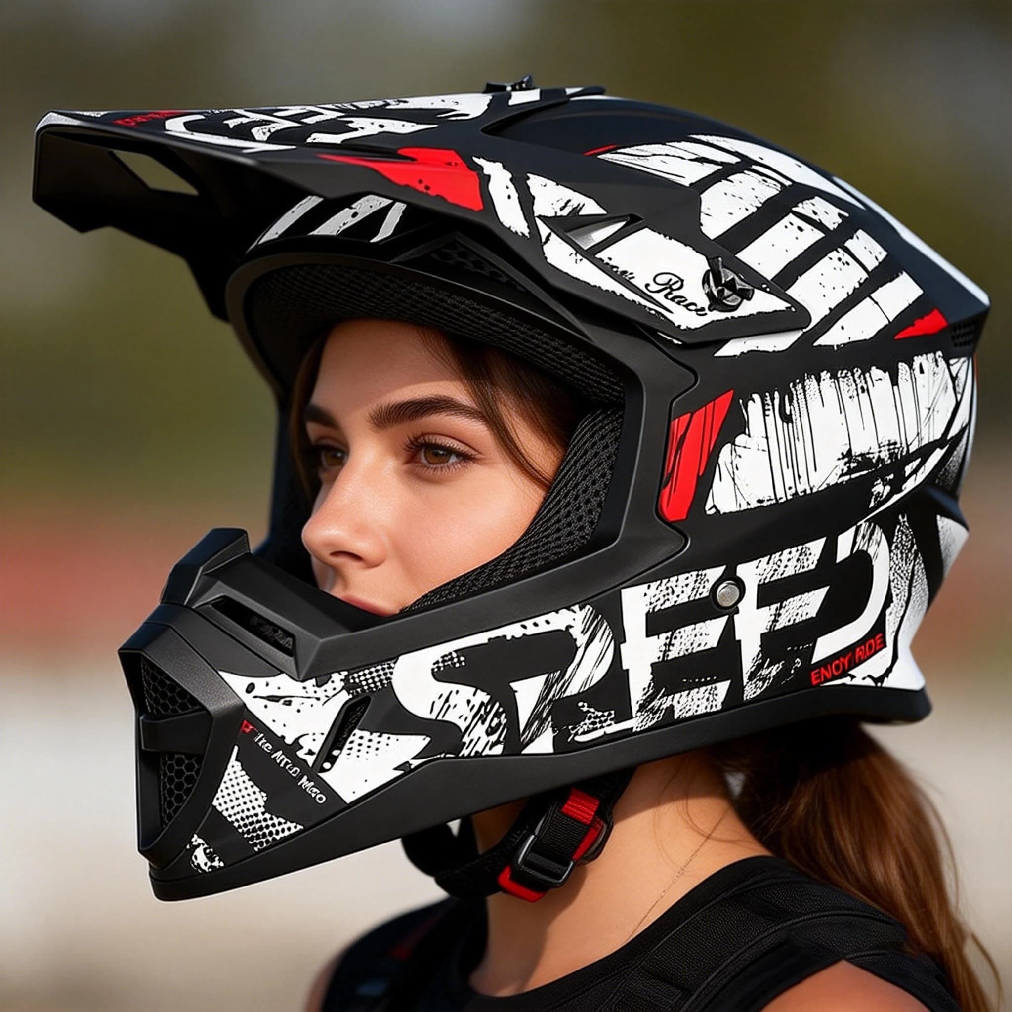 Integrated Off-Road Helmet for Motocross, Lightweight Safety Helmet for Moto, ATV, MX and Open Sports