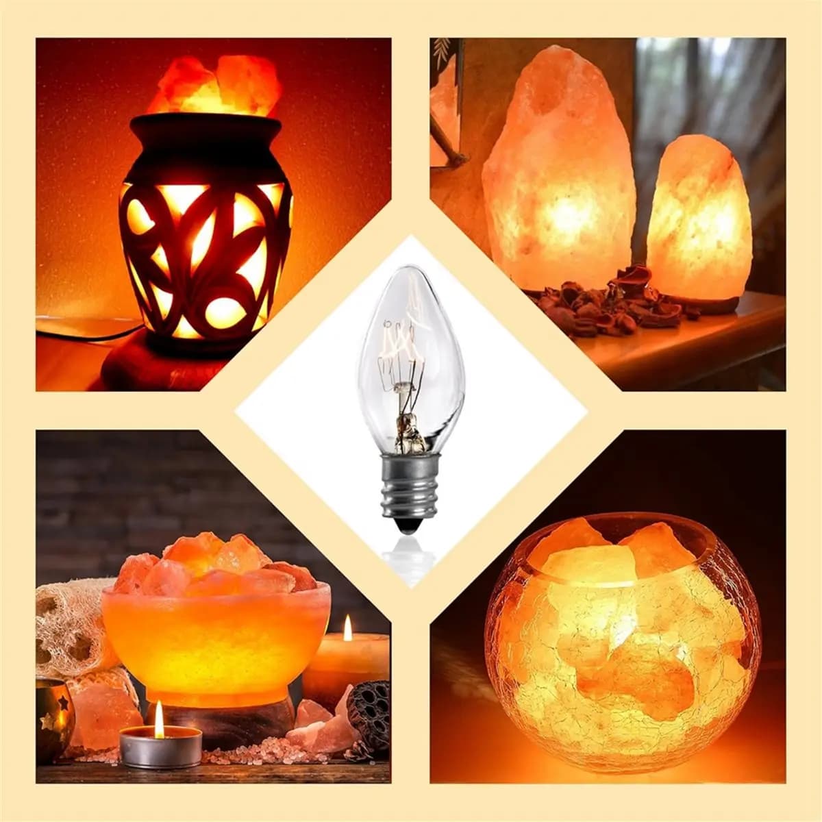 (ABKM) Lampadine per Lampada di Sale dell'Himalaya da 15 Watt, Confezione da 12 Lampadine Dimmerabili con Attacco E12, per Lampada di Sale