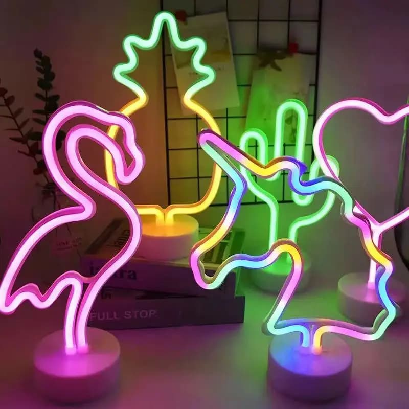 Neon USB LED Decoration Unicorn Flamingo Moon Lamp Rainbow For Home Children's room Night light Decor Christmas light