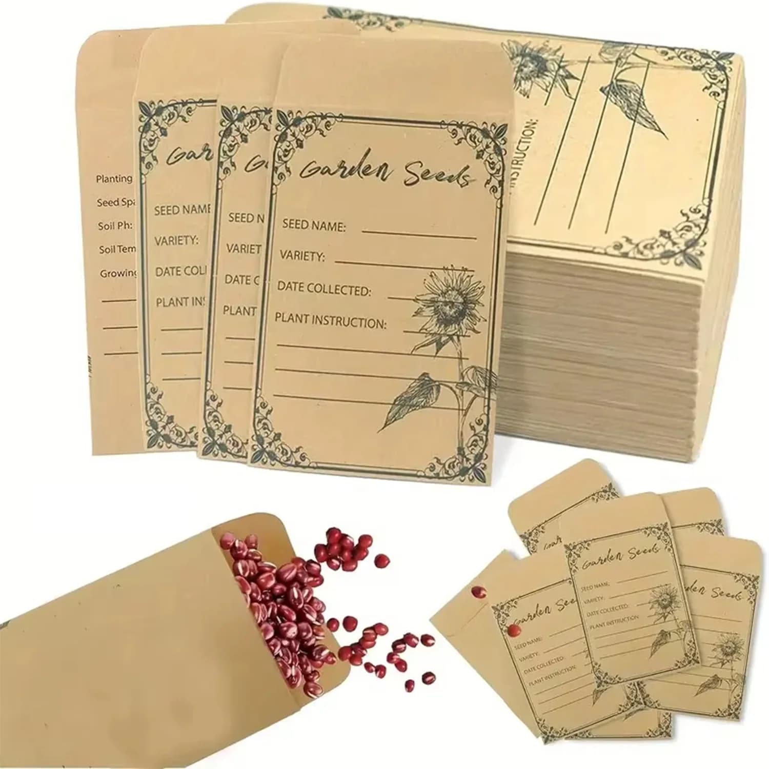 50/100/150 Pcs Seed Envelopes 4.72 * 3.15 inch Small Envelope Collection Vegetable Flowers Plant Gardening Seeds Parts Storage
