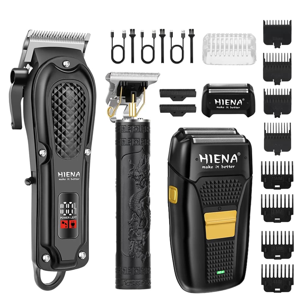 Professional 3 piece HIENA PRO toeping kit, rechargeable USB toe for men - Gift for Father's Day, wireless haircut set