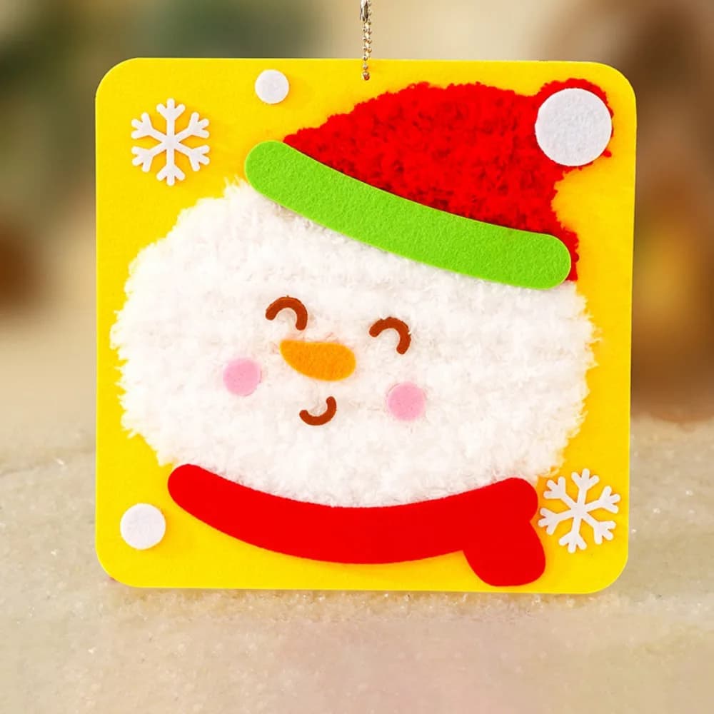 Cartoon Christmas Punch Needle Set Snowman Santa Claus Handmade Wool Painting DIY Making Material Bag Christmas Stocking