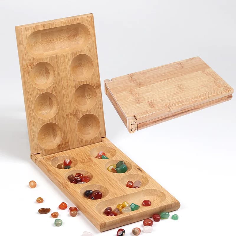 Mancala Gemma africana Scacchi Strategia classica Puzzle Giocattoli Gioco di società Scacchiera pieghevole Giocattoli educativi per il pensiero logico dei bambini