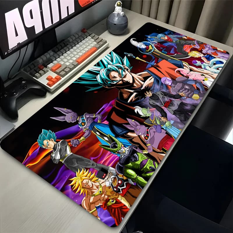 Tappetino per Mouse Black Goku DBZ Professionale, Tappetino da Gioco con Bordo Cucito in Gomma, Accessori per Scrivania, Tappetino per Tastiera Dragon Ball Z