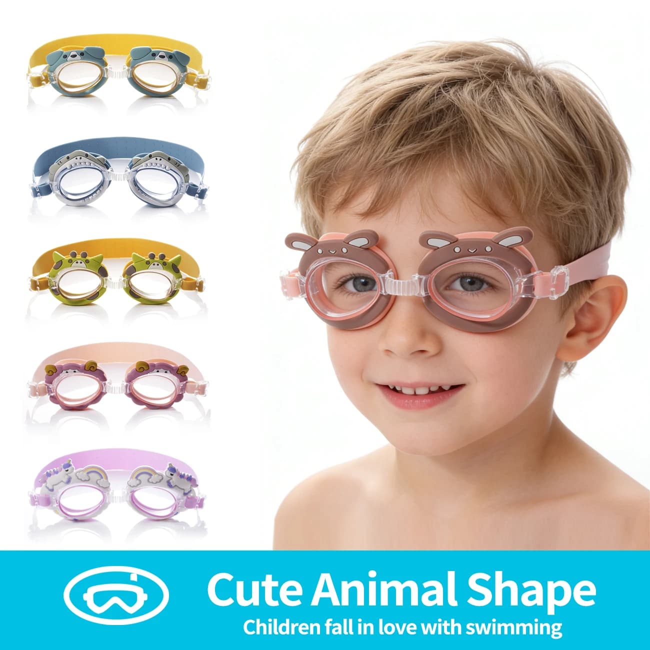 1PC swimwear with leak proof, anti-fog, anti-ultraviolet, with cute cartoon motif