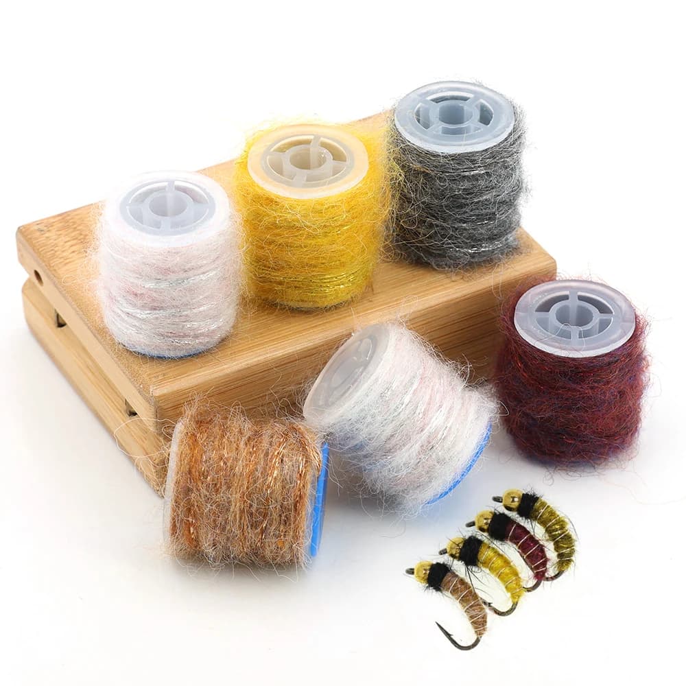 5 Metri/Bobina Filo per Mosche Artificiali Dirty Bug, Materiali per la Costruzione di Mosche da Pesca, Corda Mottled Dub per la Realizzazione di Gamberetti, Caddis, Baetis, Ninfe