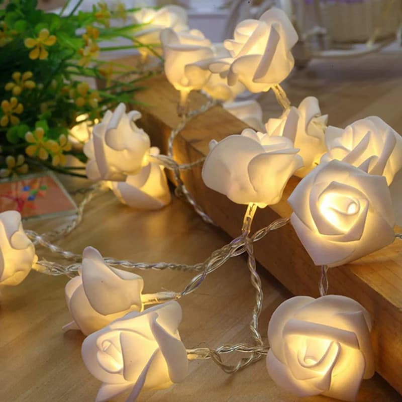 1 Confezione di Luci a Forma di Rosa Bianca con 10/20 LED, Funzionamento a Batteria per Decorazioni di San Valentino, Matrimoni, Feste in Casa e Compleanni