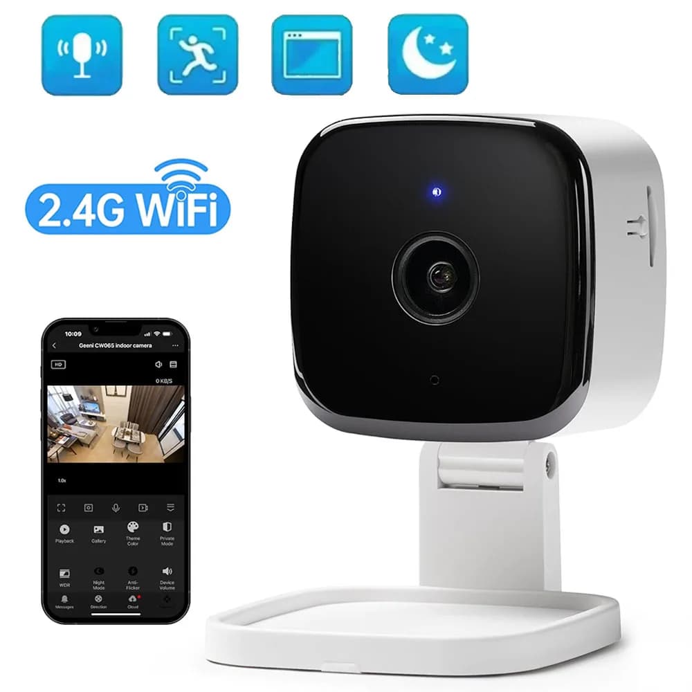 Telecamera di sicurezza IP WiFi 1080P Telecamera di sorveglianza CCTV per visione notturna a colori con zoom 5X per interni ed esterni per il monitoraggio domestico degli animali domestici