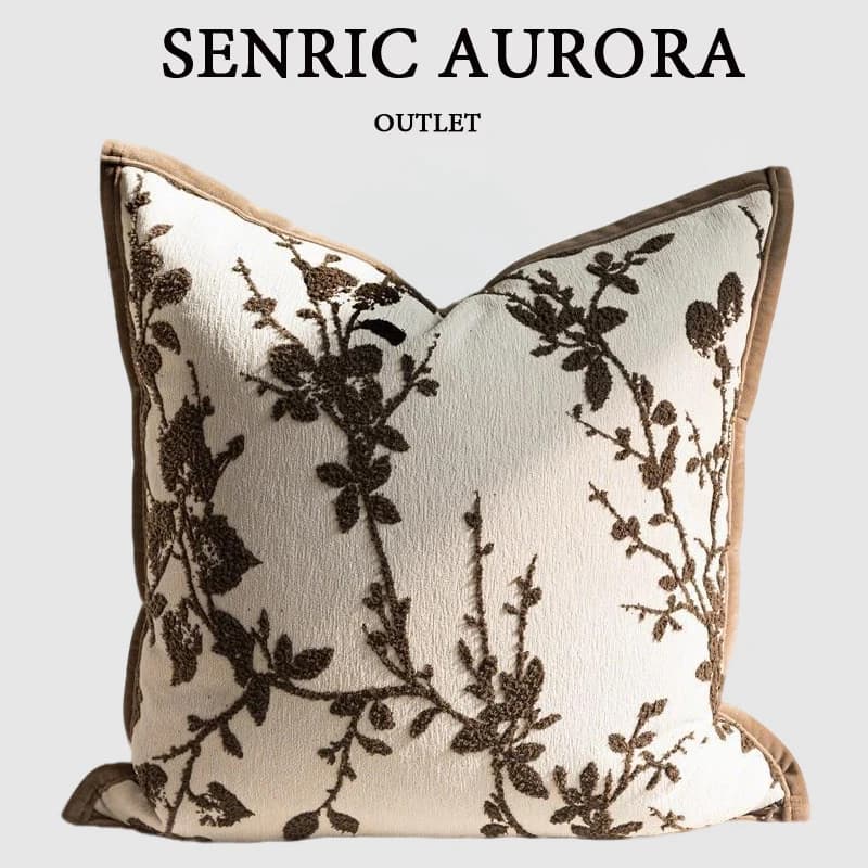 Luxury cushion cover 30x50 45x45 cm full branch - Maillard brown pillow case for hotel bed living room sofa