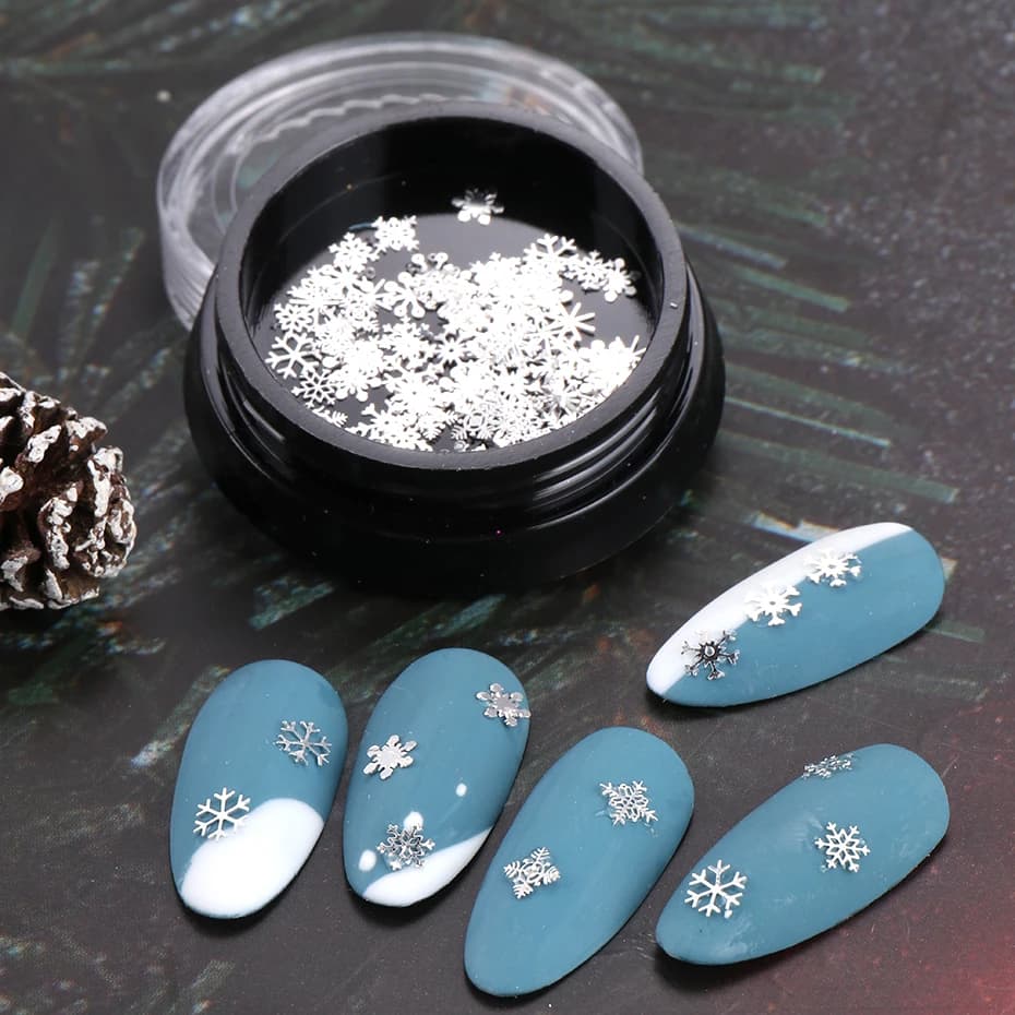 Winter Christmas Silver Mix Snowflakes Glitter Nail Paillettes Nail Art Sequins Supplies Tips Accessories for manicure decoration