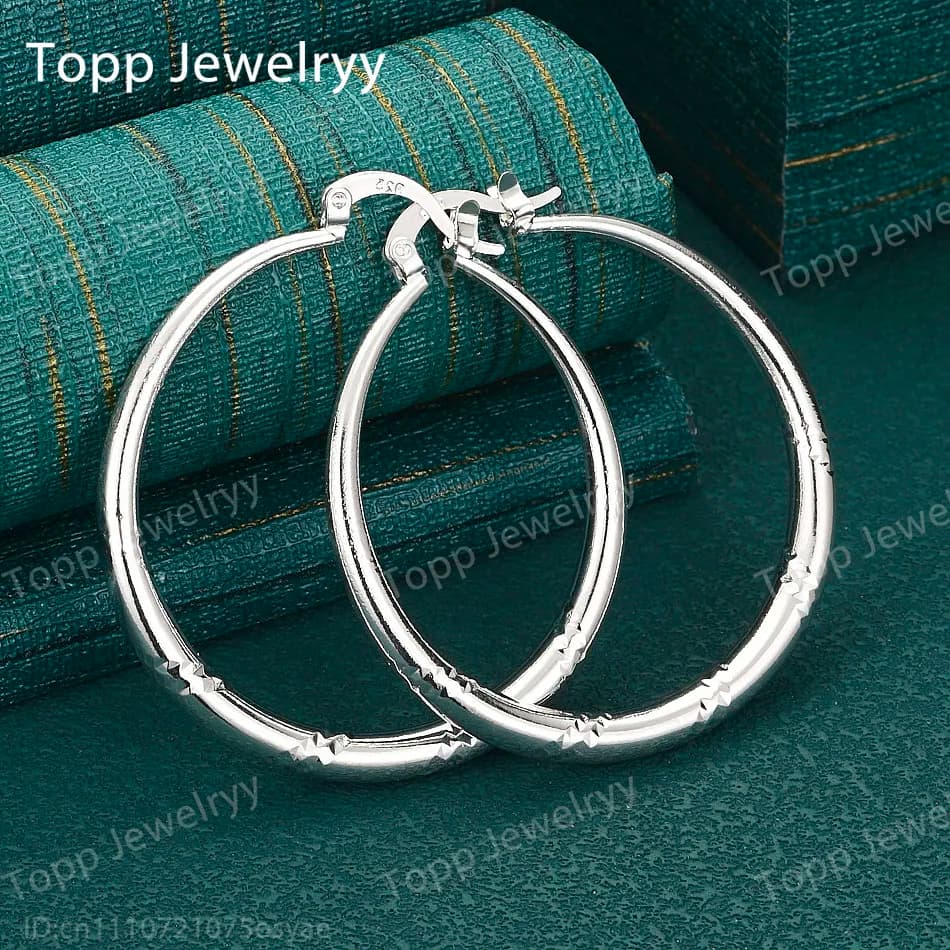 Orecchini rotondi delicati e semplici in argento sterling 925 da 40/50/60 mm, eleganti e affascinanti, regalo di nozze, gioielli da donna