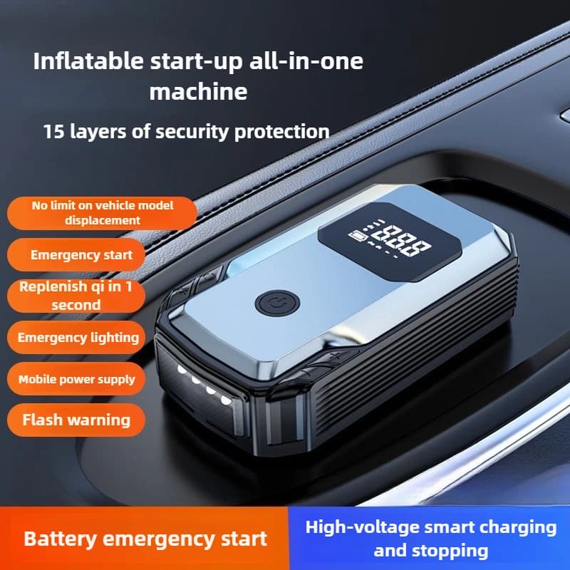 Per avviamento di emergenza del veicolo Avviatore di emergenza per auto da 12 V con pompa d'aria wireless Accumulatori e caricabatterie di riserva per batteria portatile