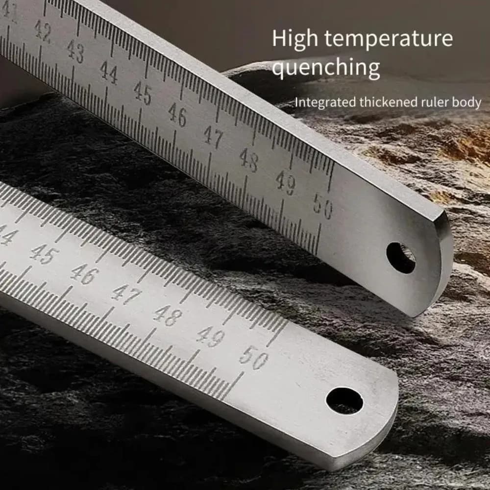 Engineered for Emergencies: 50cm Stainless Steel Ruler with Hardened Tip for Measurement & Window-Breaking