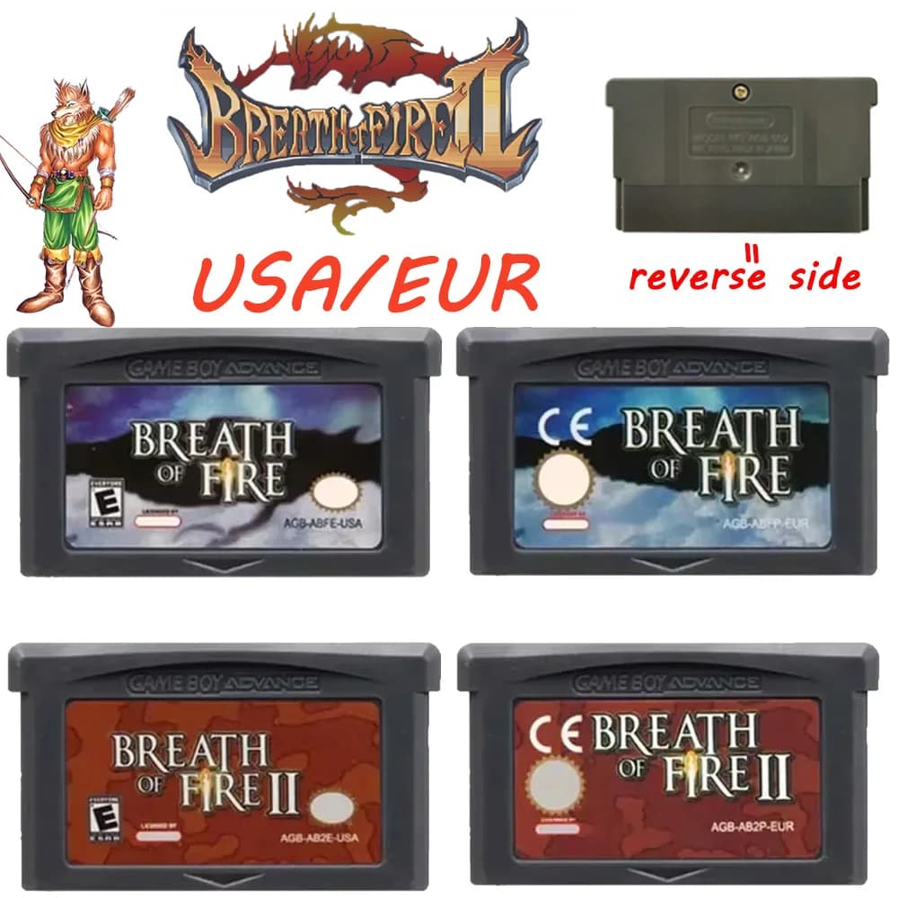 Cartuccia di Gioco GBA USA/EUR Serie Breath of Fire, Scheda Console Videogiochi 32 Bit, Serie DOOM per GBA NDS in Inglese