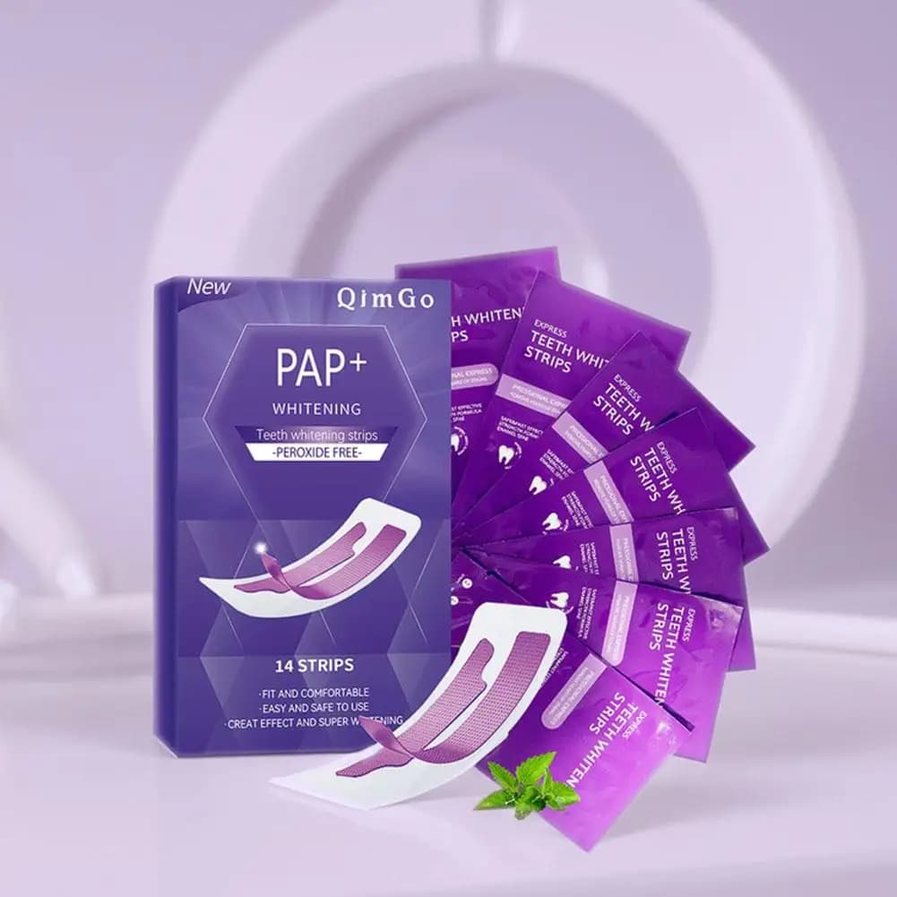 7/14 Paia di Strisce Sbiancanti PAP+ Viola per Denti, Rimuovono Placca e Macchie, Clean and Refresh the Altar, Instrument for Dental Care