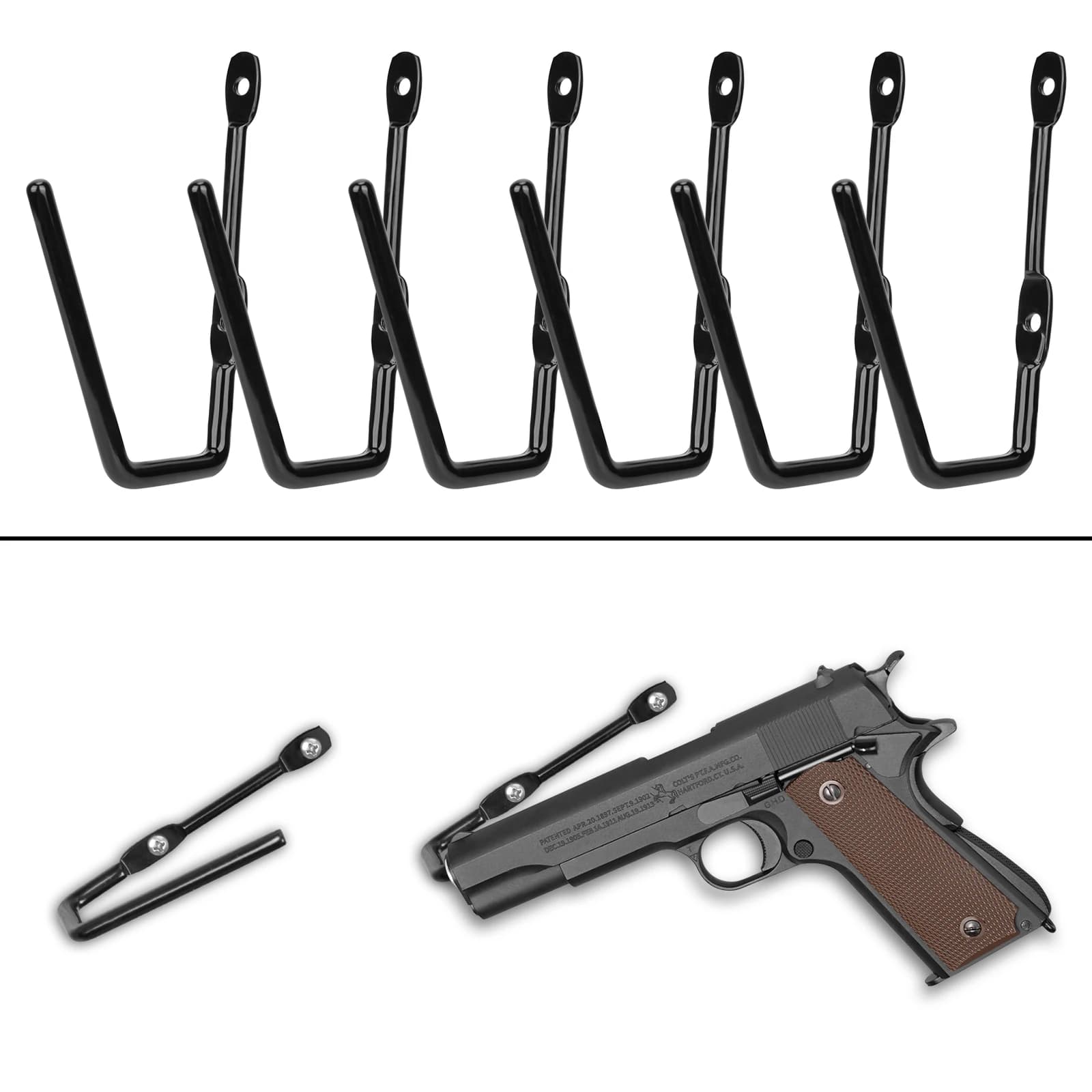 Adoreal 6 pezzi ganci per porta pistola per montaggio a parete per pistola per rivestimento antigraffio da parete gancio per pistola organizzatore per pistola per display
