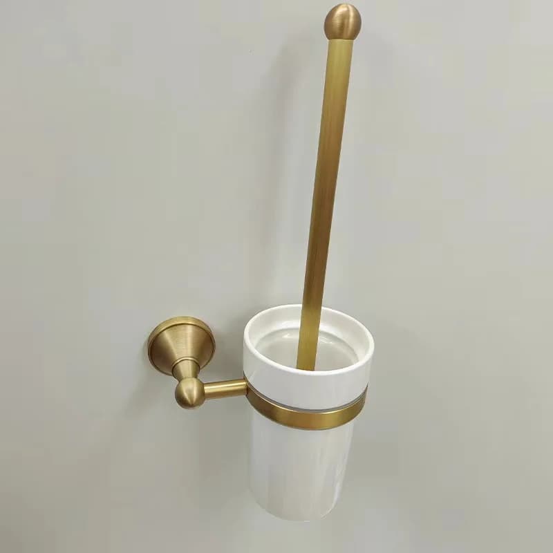 Ciondolo da bagno retrò hardware, tazza in ceramica bianca, manico in ottone, porta scopino, adatto per la decorazione del bagno