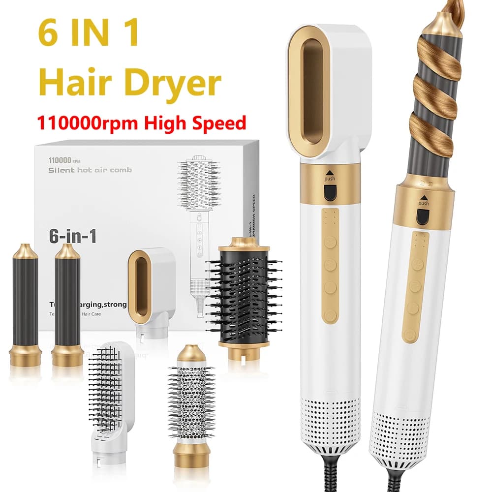 High-speed 110000 rpm 6 in 1 Hairstyler Professional Styler Multi Iron Hair Straightener Hair Plate Hot Air Brush Tools for styling