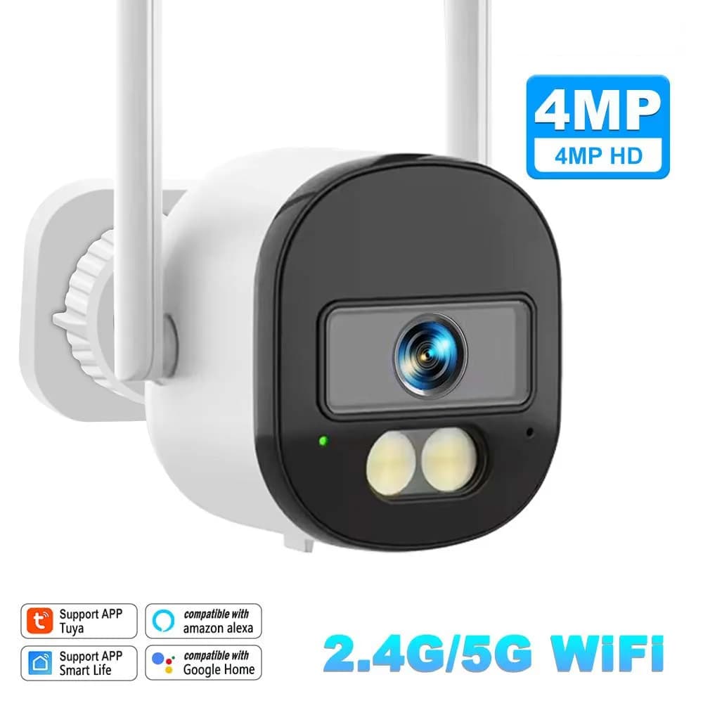 Telecamera Bullet Tuya da 4 MP, Telecamera di sorveglianza WiFi 2.4G / 5G, Protezione di sicurezza esterna, Mini telecamera IP, Rilevamento del movimento, Telecamera CCTV per la casa intelligente, Videocamere Onvif, Al