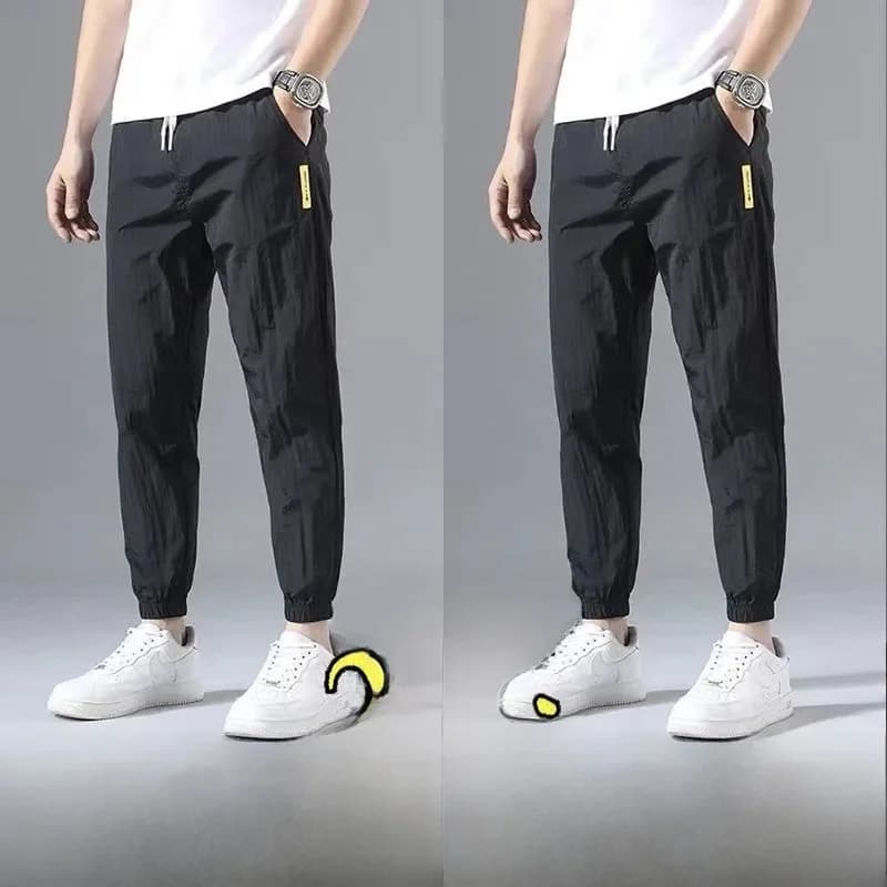 Men's Summer Sports Pants Korean Style Larga fit, Casual Pants Subtle, Fashion Jeans Three Quarts with Straight Leg for Young Actives