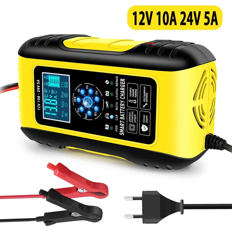 Caricabatteria per Auto completamente automatico intelligente 12V/24V caricabatterie per riparazione a impulsi per moto Auto per Gel AGM LiFePo4 Wet Lead Acid